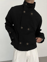 Men's Double Breasted Stand Collar Long Sleeve Jacket SKUL31504