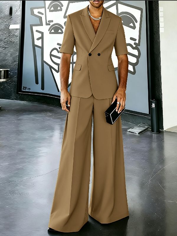Men's Avant-Garde Genderless Aesthetic Double-Breasted Two Pieces Outfit SKUL63178