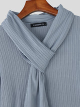 Men's Solid Color Deconstructed Textured Long Sleeve T-shirt SKUL28402