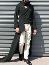 Men's Irregular Hem Scarf Long Sleeve Blazer SKUL34122