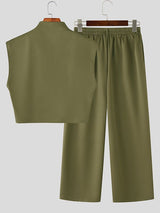 Men's Solid Deconstructed Cropped Two Pieces Outfit SKUL32833