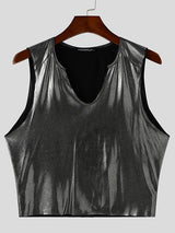 Mens Shimmer Cropped V-Neck Sleeveless Tank SKUL03661