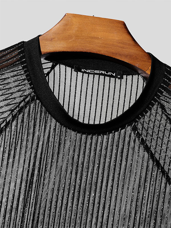 Mens Glitter Sheer Mesh Short Sleeve T-Shirt SKUL04233