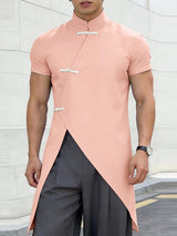 Men's Deconstructed Asymmetric Placket Sleeveless Shirt SKUL58603