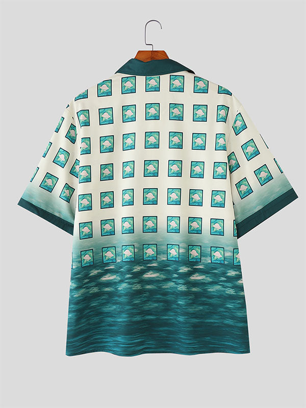 Mens Casual Print Short Sleeve Shirt SKUL16589