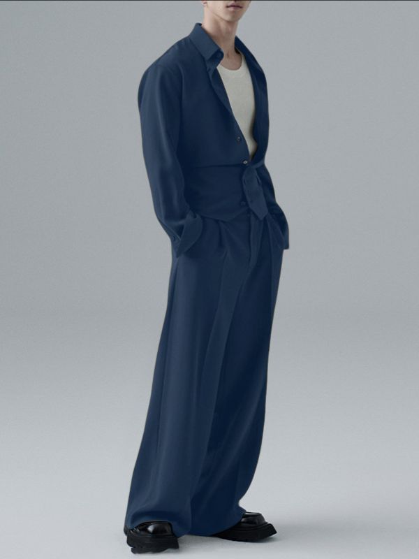 Men's Solid Color Casual Two Pieces Outfit SKUL37894