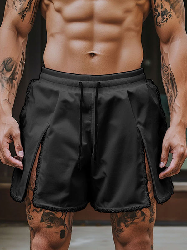 Mens Solid Color Slit Casual Short SKUL12449