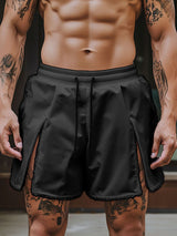 Mens Solid Color Slit Casual Short SKUL12449