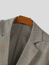 Men's Plaid Cropped Long Sleeve Blazer SKUL28398