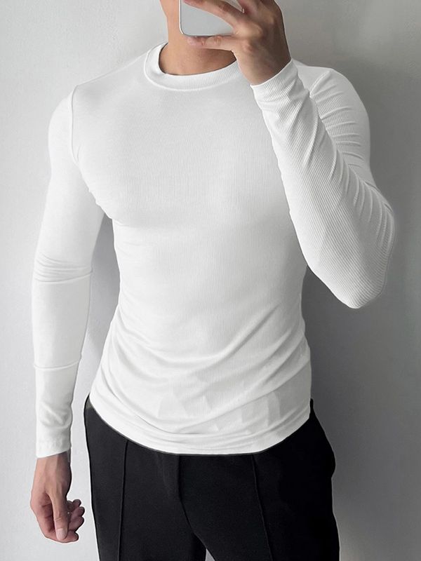 Men's Stretch Slim Fit Base Layer Long Sleeve T-Shirt SKUL35285