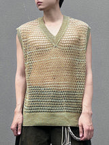 Mens Solid Mesh See Through Sleeveless Vest SKUK56406