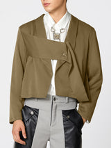 Mens Solid Color Cropped Long Sleeve Blazer SKUK84770