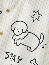 Men's Cartoon Print Striped Short Sleeve Shirt SKUL17040