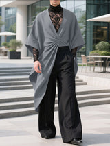 Men's Solid Color Pleated Long Sleeve Cardigan SKUL34002
