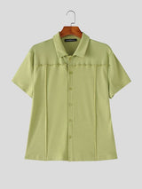 Men's Solid Color Casual Knit Short Sleeve Shirt SKUL59475