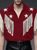 Mens Fringe Patchwork Star Embroidery Shirt SKUL06519