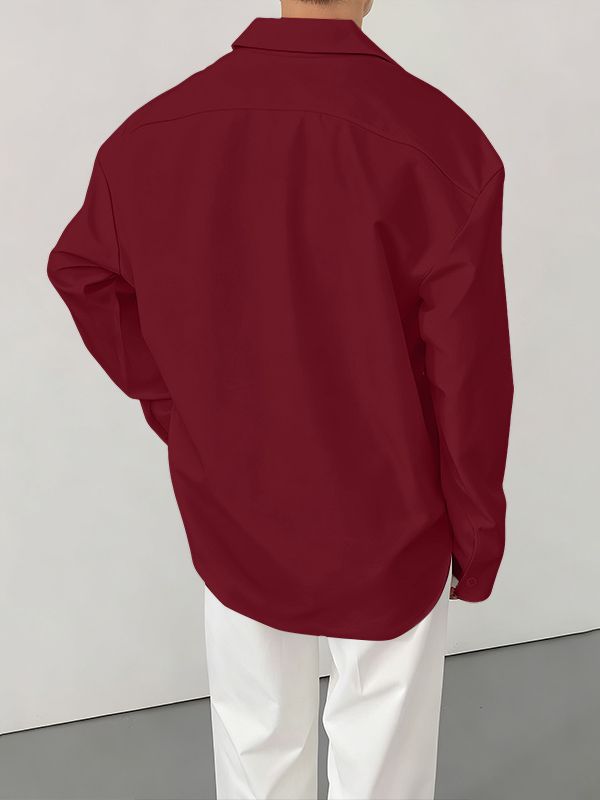 Men's Solid Color Casual Long Sleeve Shirt SKUL36217