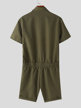 Mens Solid Cargo Pockets Short Sleeve Jumpsuit SKUK53595