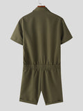 Mens Solid Cargo Pockets Short Sleeve Jumpsuit SKUK53595