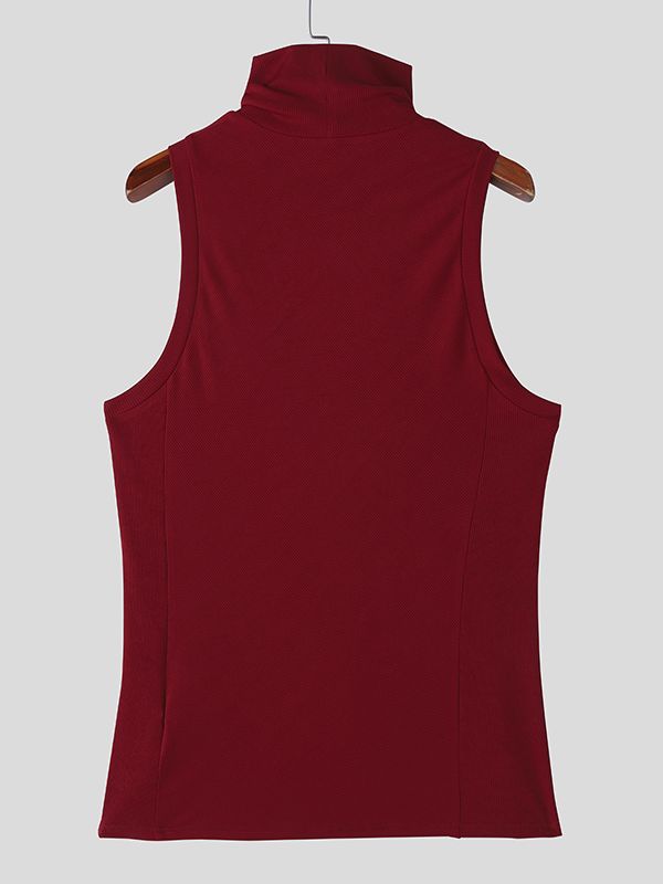 Men's Solid Color Slim Fit Mock Neck Tank SKUL45162