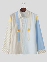 Men's Striped Color Block Casual Long Sleeve Shirt SKUL22483