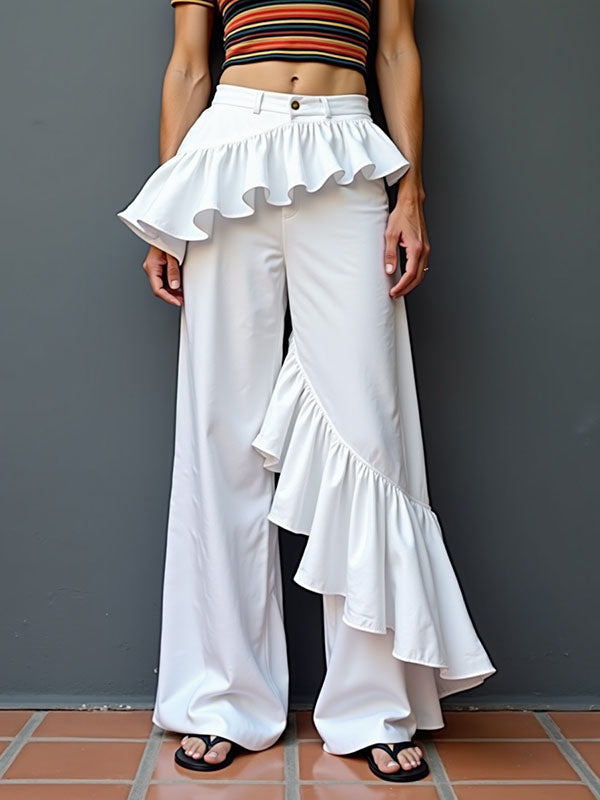 Mens Ruffle Trim Design Casual Pant SKUL10637