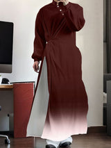 Men's Gradient Long Hem Stand Collar Shirt SKUL40228