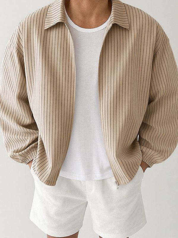 Men's Striped Lightweight Long Sleeve Jacket SKUL35087