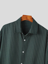 Mens Striped Lapel Casual Long Sleeve Shirt SKUK40013