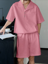 Men's Solid Simple Casual Two Pieces Outfit SKUL30703