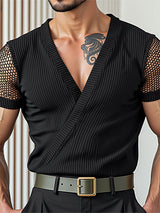 Mens Sheer Mesh Patchwork Short Sleeve T-Shirt SKUL15192