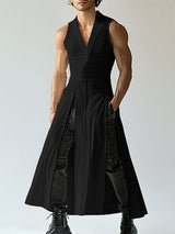 Mens Solid Color Split Hem Long Tank SKUL06481