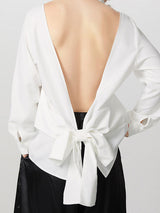 Mens Bow Tie Backless Long Sleeve Shirt SKUK95687