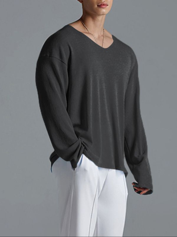 Men's Loose Lightweight Versatile Long Sleeve T-Shirt SKUL33030