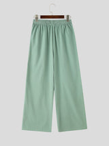 Men's Vintage Harajuku Curved Stitching Elastic Waist Draped Wide Leg Pant SKUL70248