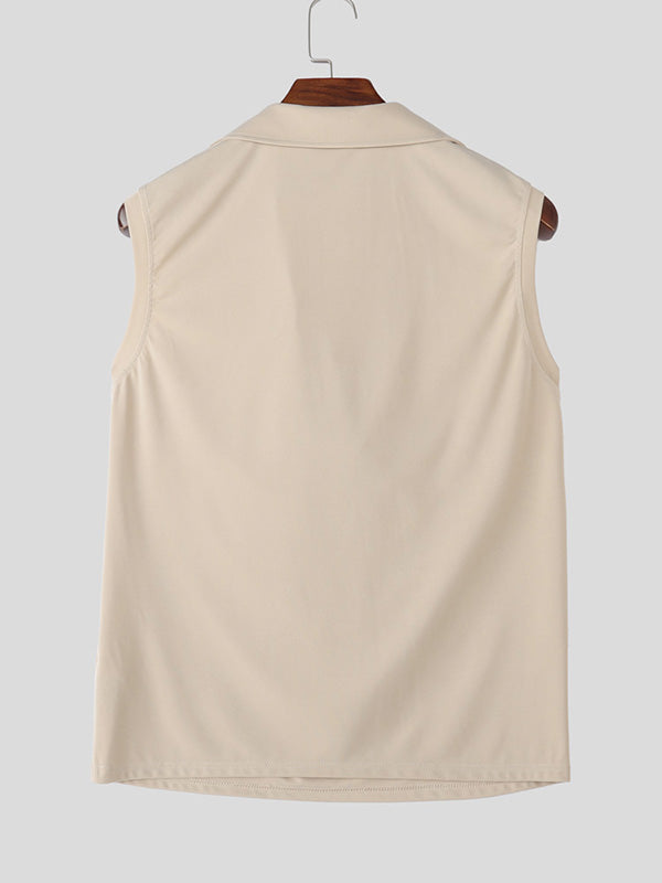 Men's Solid Cowl Neck Casual Tank SKUL29761