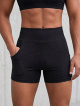 Men's Gym Vertical Ribbed V-Back Yoke Butt Lifting High Waist Back Pocket Short SKUL81924