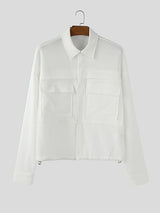 Men's Solid Color Textured Long Sleeve Shirt SKUL31742