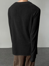 Men's Solid Relaxed Knit Long Sleeve T-Shirt SKUL35259