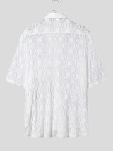 Mens Lace Textured See Through Short Sleeve Shirt SKUK58204