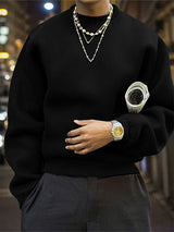 Men's Solid Color Casual Textured Long Sleeve Sweatshirt SKUL28385