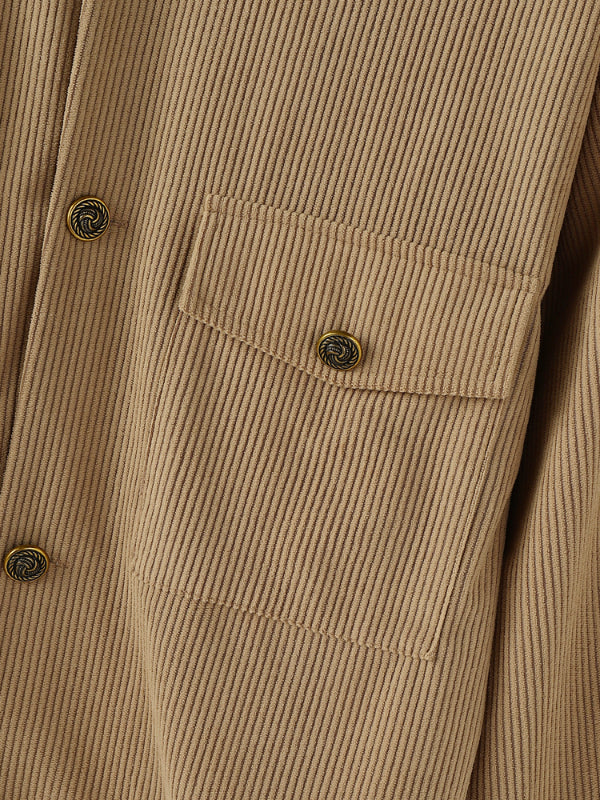 Men's Solid Color Corduroy Casual Two Pieces Outfit SKUL25720