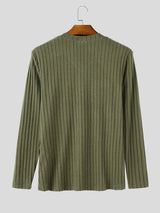 Men's Early Autumn Urban Casual Ribbed Double Pocket Long Sleeve V-Neck Sweater SKUL81073