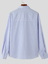 Mens Striped Double-Pocket Long-Sleeve Shirt SKUK87883