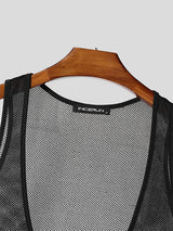 Mens Sheer Mesh Deep V-Neck Tank SKUL16788