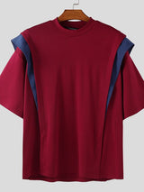 Men's Colorblock Loose Short Sleeve T-Shirt SKUL38095