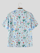 Men's Vintage Holiday Floral Print Camp Collar Short Sleeve Shirt SKUL73591