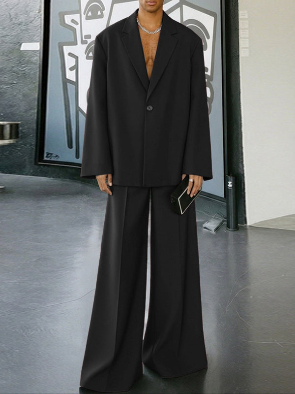 Men's Solid Color Loose Casual Two Pieces Outfit SKUL50004