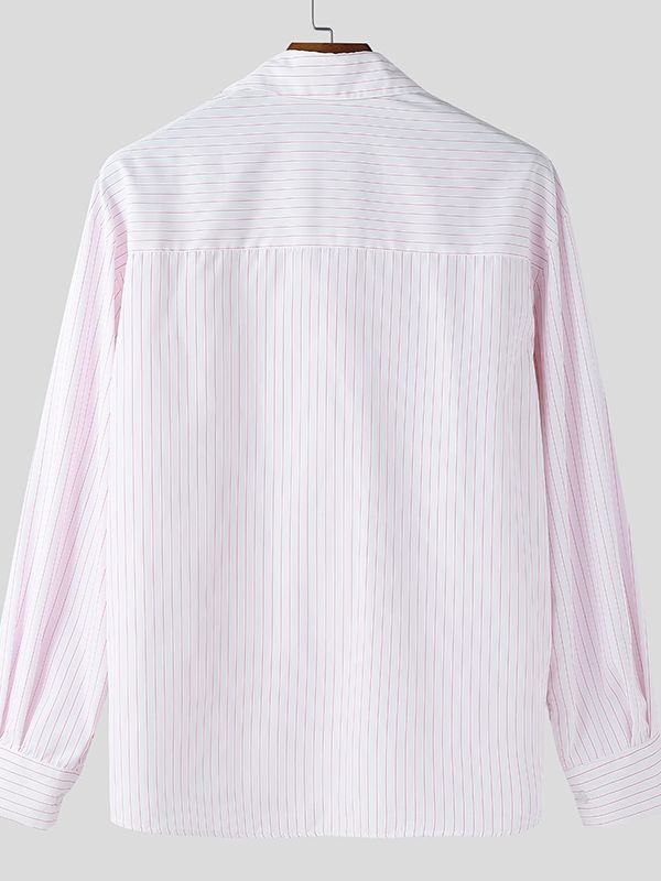 Men's Stripe Collar Long Sleeve Shirt SKUL51263