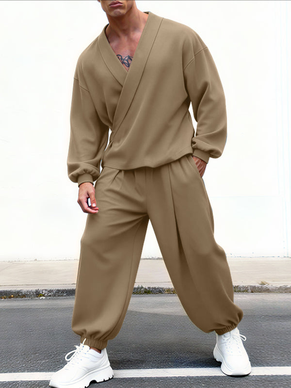 Men's Solid Color Casual Two Pieces Outfit SKUL45418